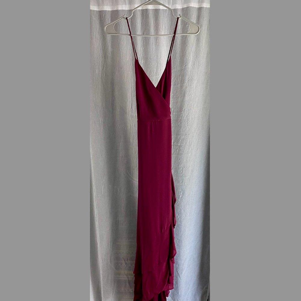 Lulu's M Plum Lace-Up High-Low Maxi Dress